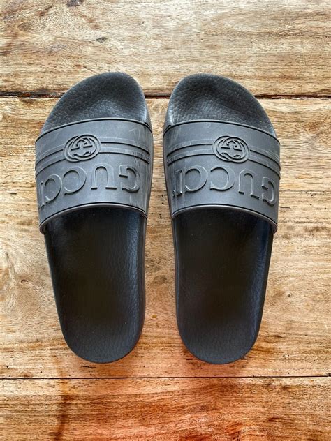 gucci rubber slides sandals|gucci rubber pursuit g slides.